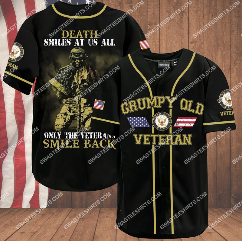 death smiles at us all only the veterans smile back grumpy old veteran navy veteran baseball shirt 1(1) - Copy