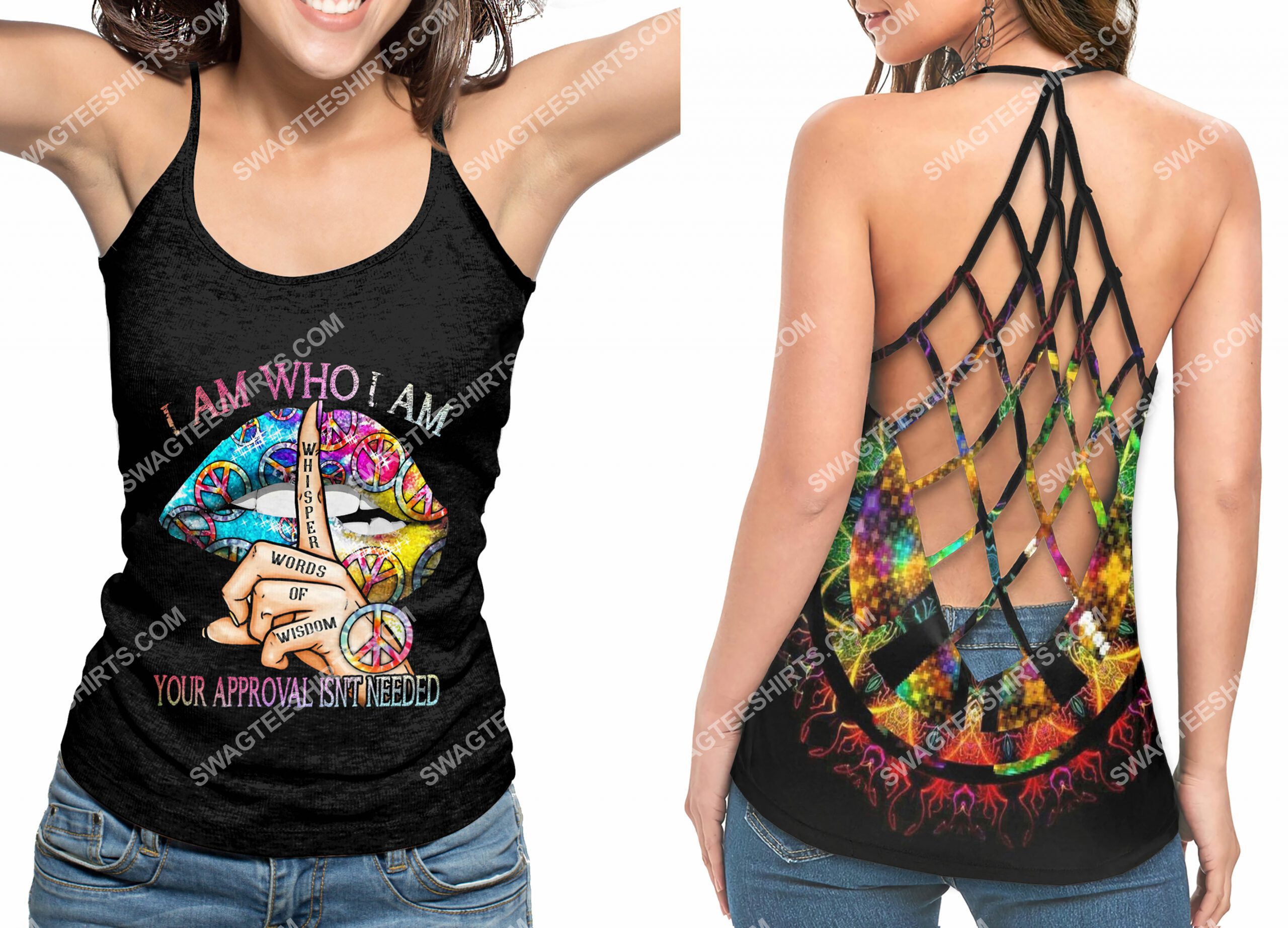 hippie sexy lips i am who i am your approval isnt needed strappy back tank top 2(1) - Copy