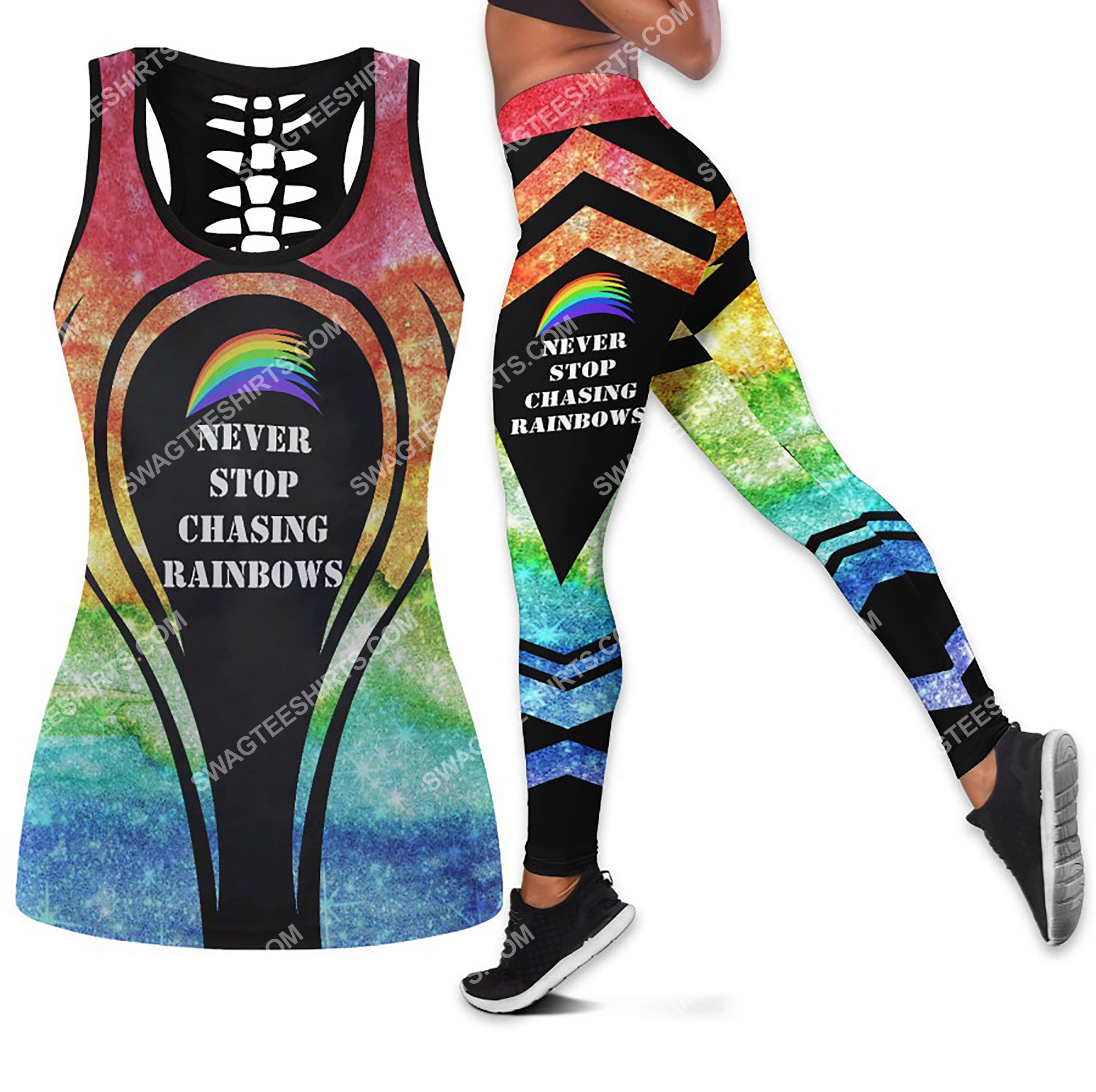 never stop chasing rainbows all over printed tank top 1