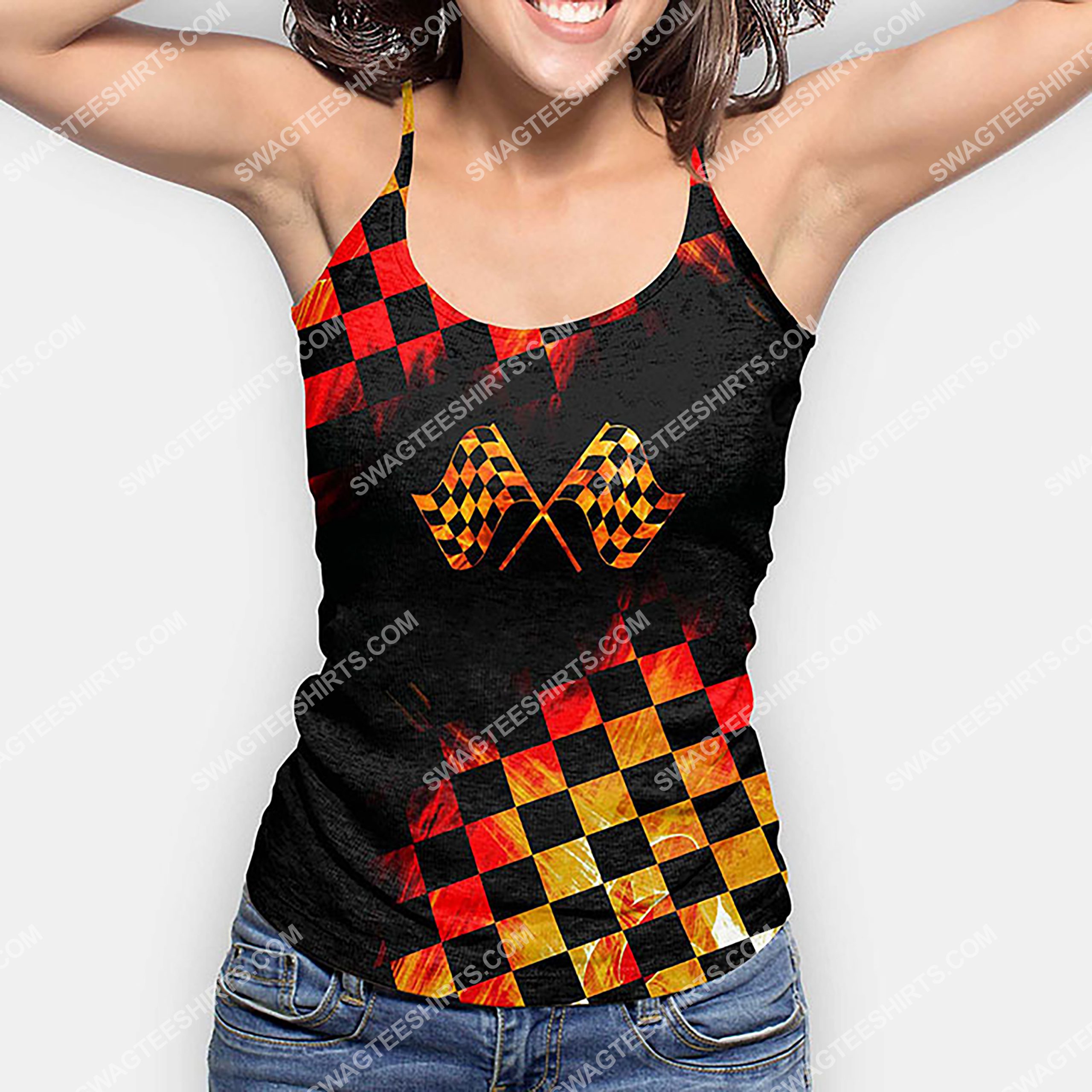 racing lover racing flag strappy back tank top 2(1) - Copy