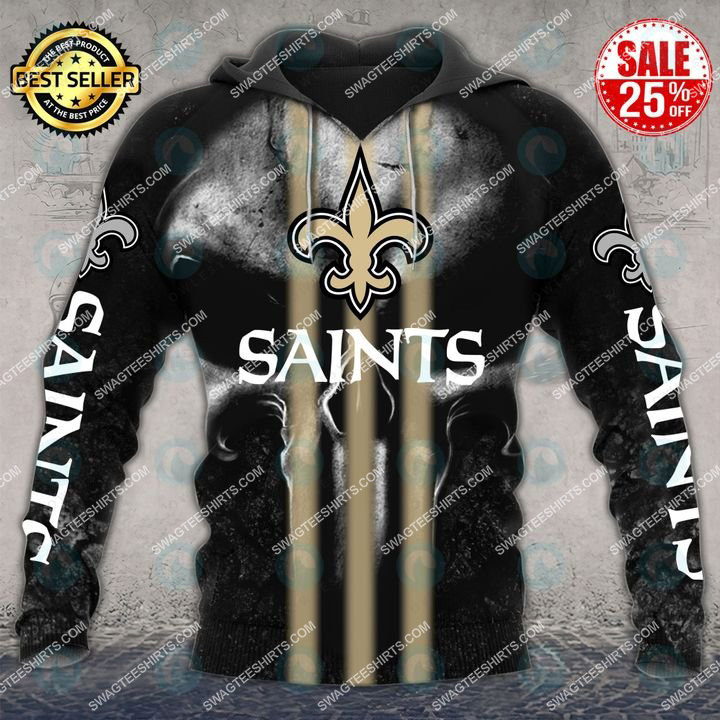 skull new orleans saints football team all over printed hoodie 1