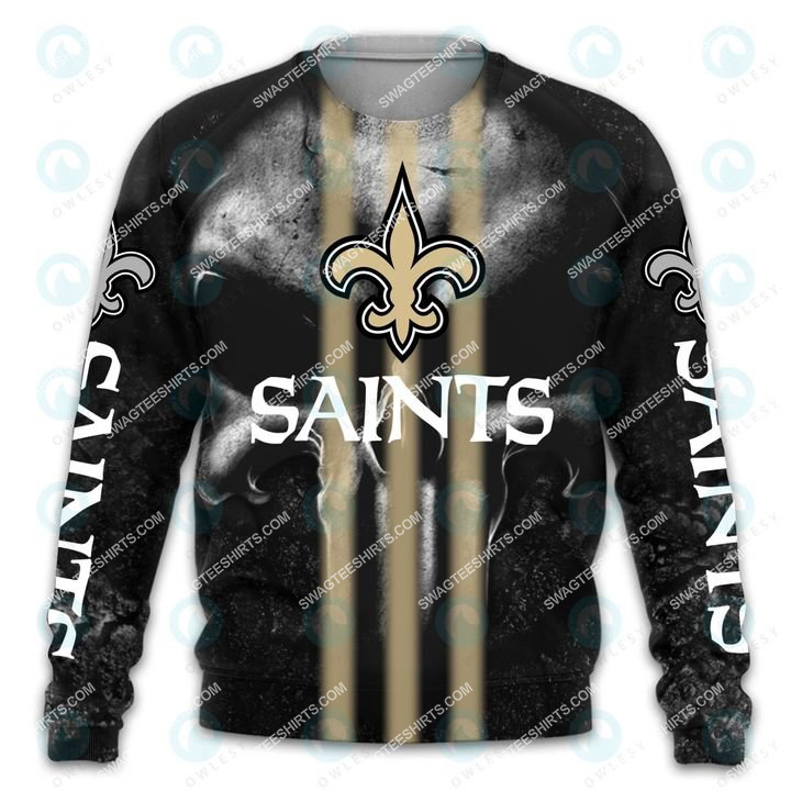 skull new orleans saints football team all over printed sweatshirt 1