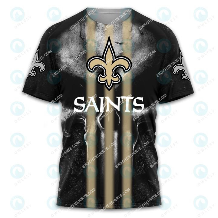 skull new orleans saints football team all over printed tshirt 1