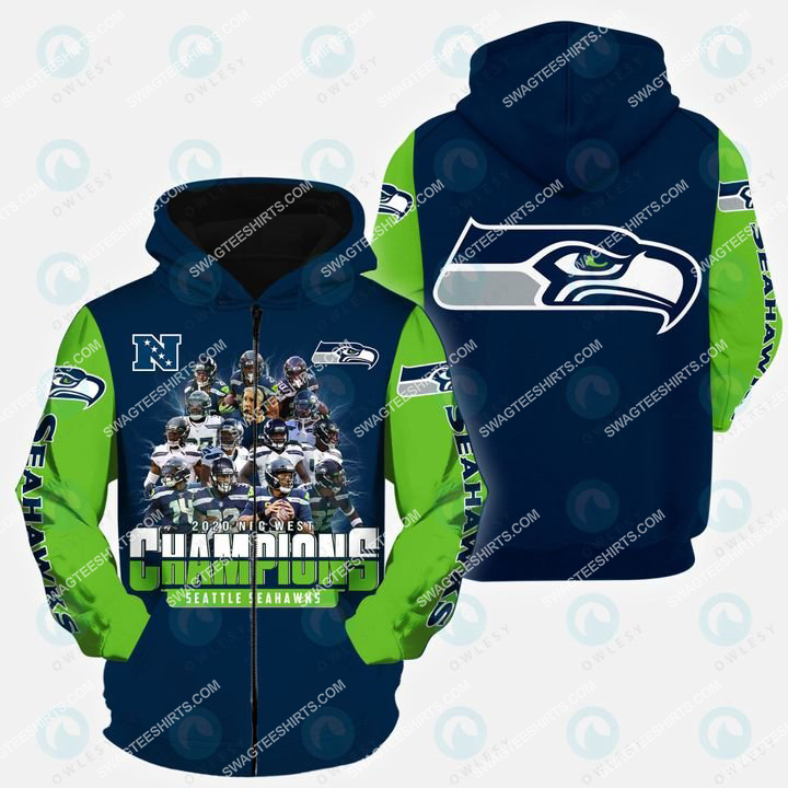 the seattle seahawks american football team all over printed zip hoodie 1