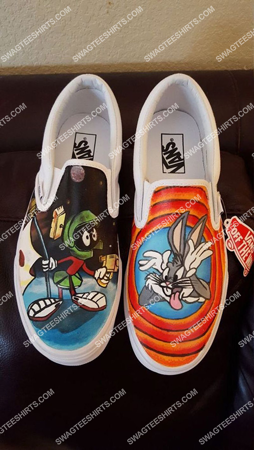 The best selling] looney tunes cartoons all over print slip on shoes