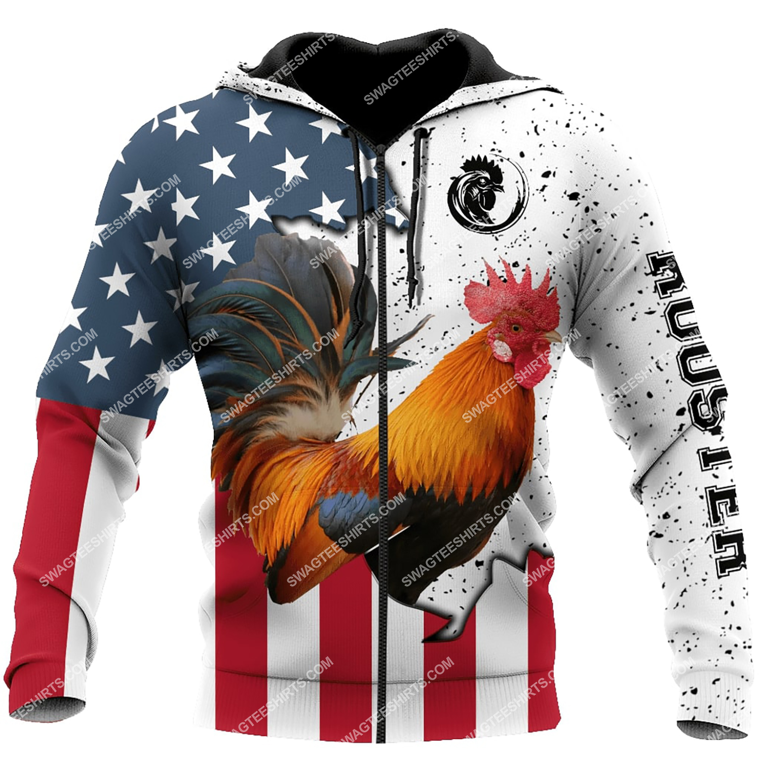 the american flag and rooster full printing zip hoodie 1