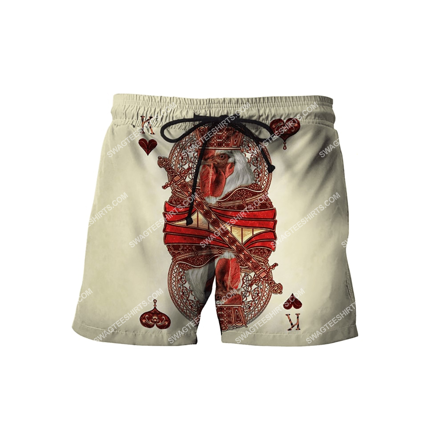 the king poker rooster chicken full printing shorts 1