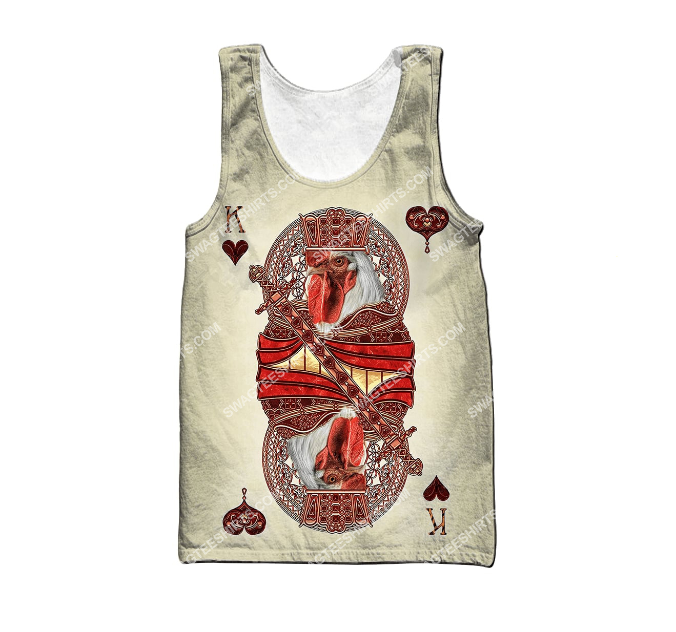 the king poker rooster chicken full printing tank top 1