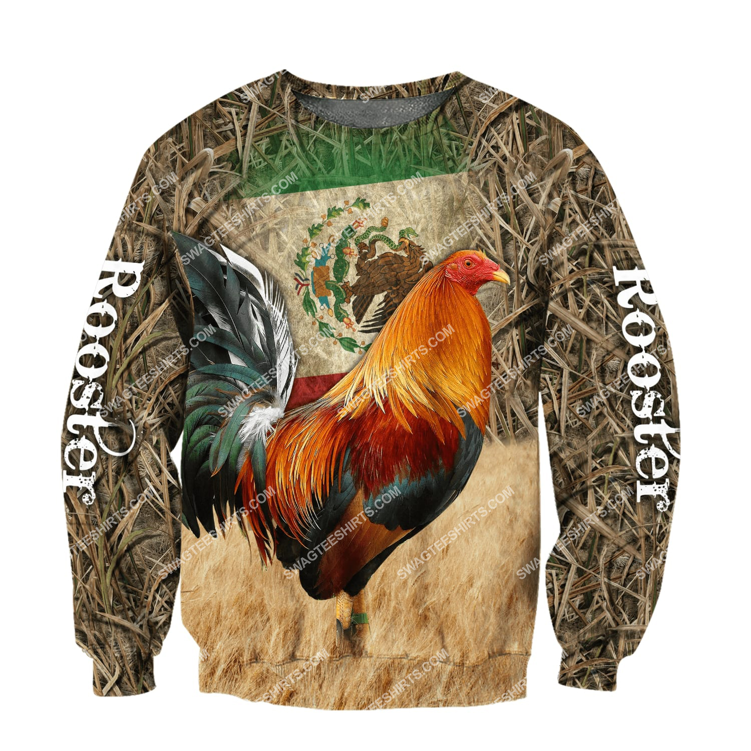 the mexican flag and rooster forest version full printing sweatshirt 1