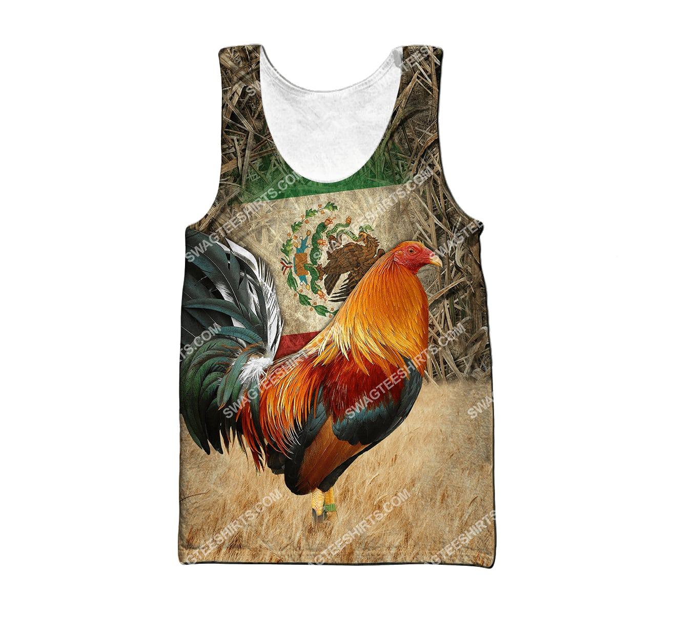 the mexican flag and rooster forest version full printing tank top 1