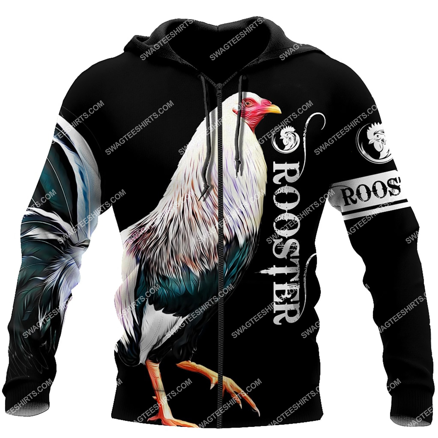 the rooster chicken all over printed zip hoodie 1