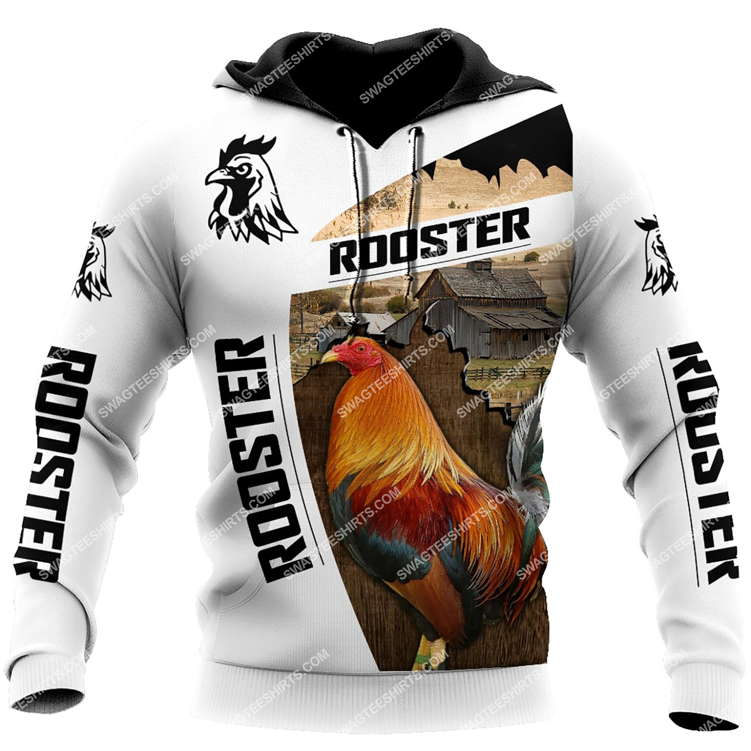 the rooster chicken and farm life full printing hoodie 1