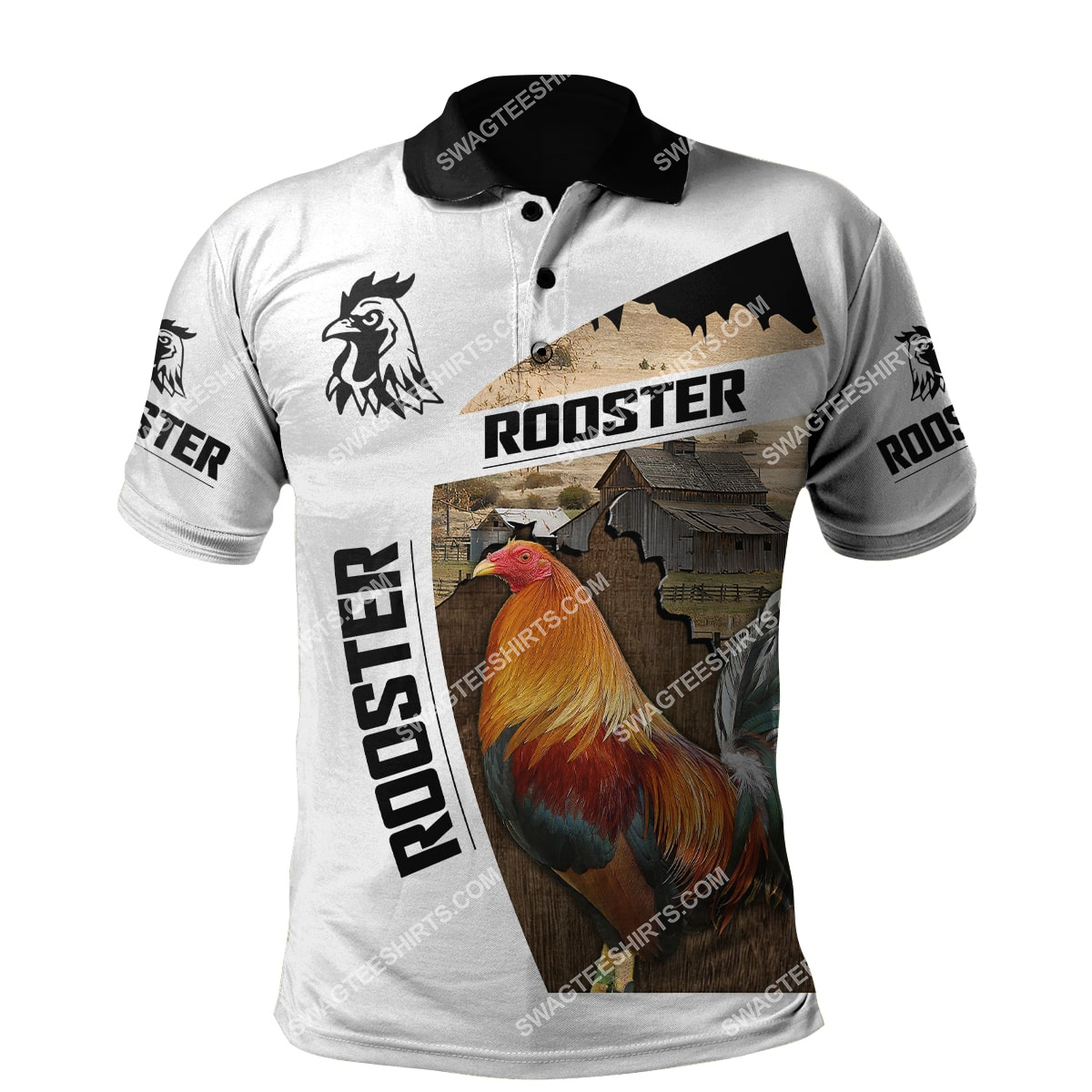 the rooster chicken and farm life full printing polo shirt 1