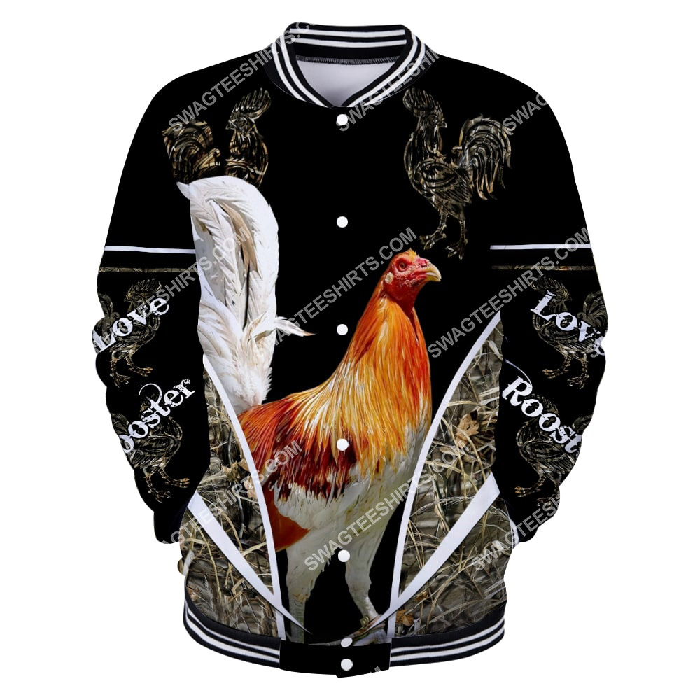 the rooster chicken forest full printing baseball jacket 1