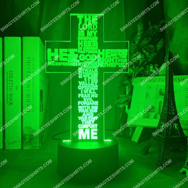 Christian Jesus Cross the Lord is my shepherd 3d night light led 2(1)