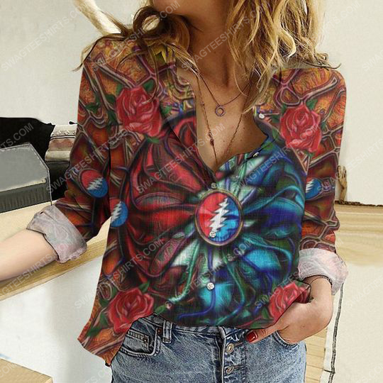 Grateful dead and roses fully printed poly cotton casual shirt 2(1) - Copy